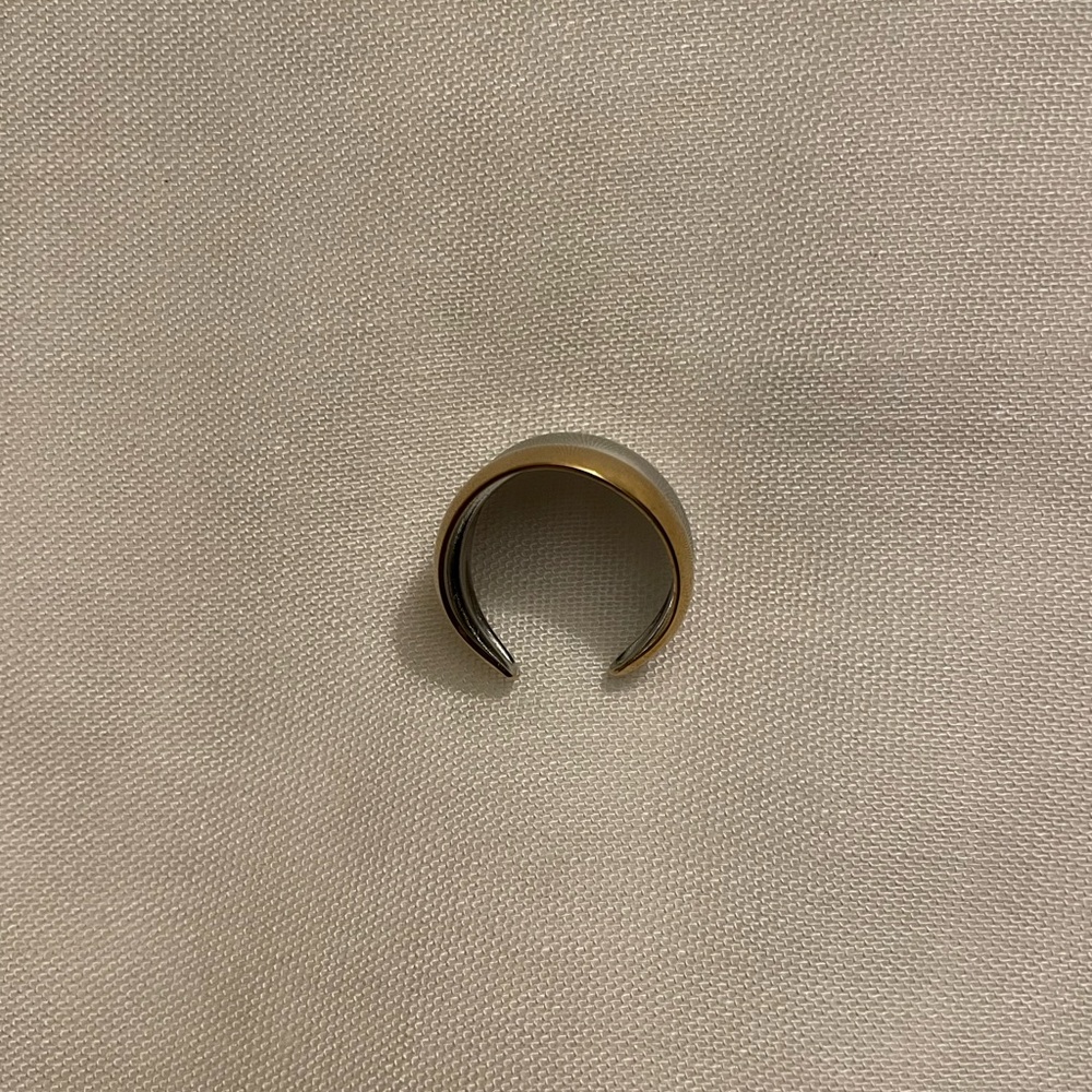 Delicate Two-Tone Gold & Silver Open Ring | 18K Gold-Plated - Picture 7 of 10